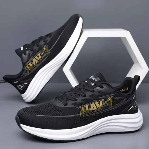 Black & White Lightweight Sports Running Shoes