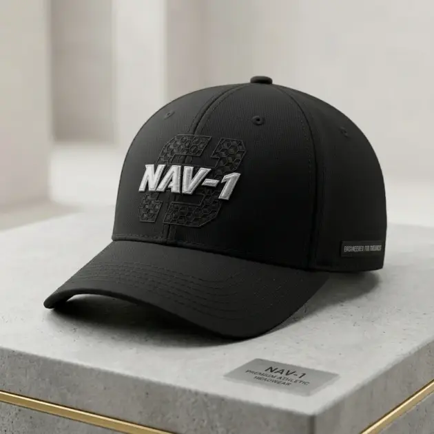 Black Embroidered Sports Cap