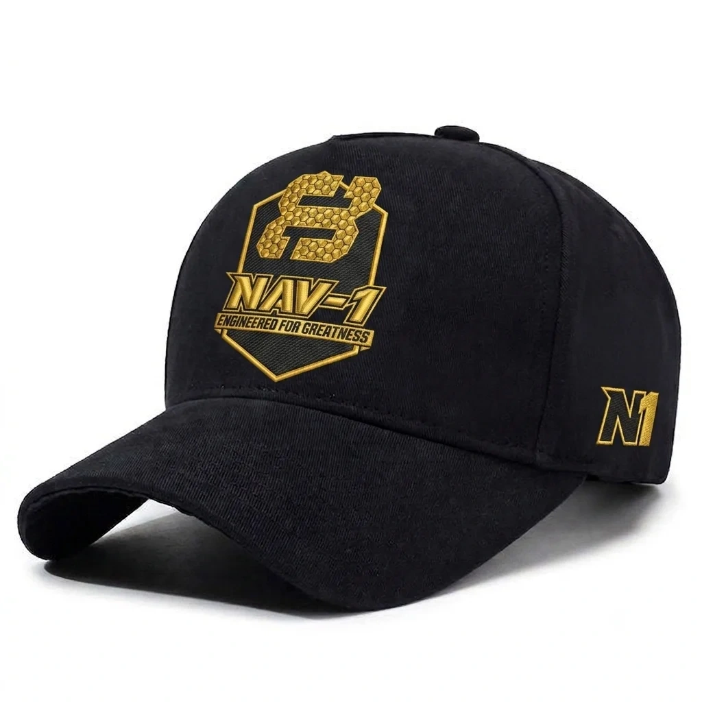 Black & Gold Embroidered Sports Cap