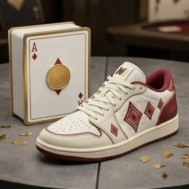 Ivory & Burgundy Luxury Retro Sneakers