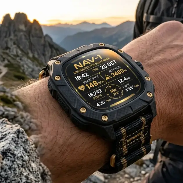 Black & Gold Rugged Outdoor Smartwatch